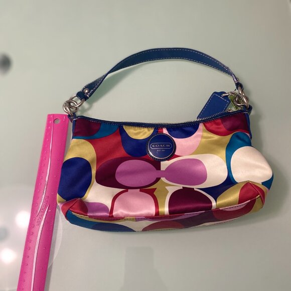 Coach Purse Multi Color Signature C Satin Cross body - Picture 2 of 4